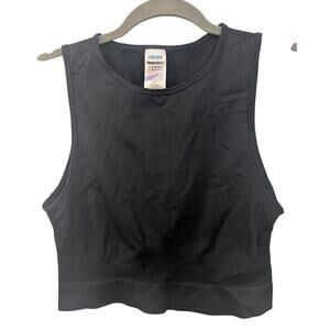 GYMSHARK Women's Size Large Sweat Seamless Midi Tank Top Sports Bra Black $40